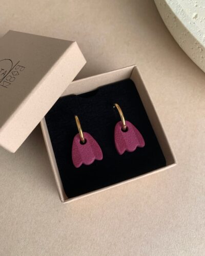 Créoles pampilles tulipes réversibles grenat